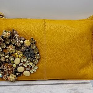 Elegant Yellow Embellished Clutch